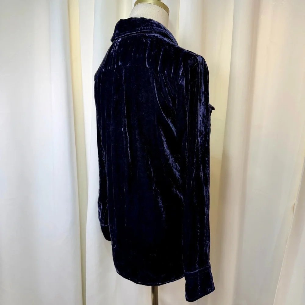 J. Crew ‘Velvet Patch-Pocket Popover Shirt’ in “Navy Twilight” Blue Size XS